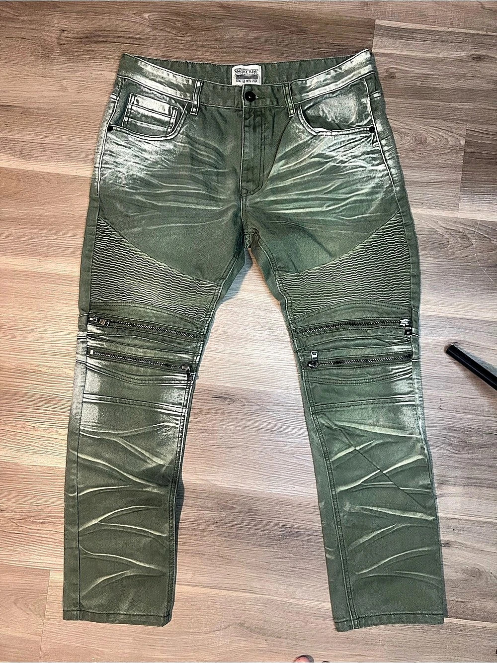 Smoke Rise Cargo Moto Jeans Moto Jeans Green Waist 40 Inseam 32